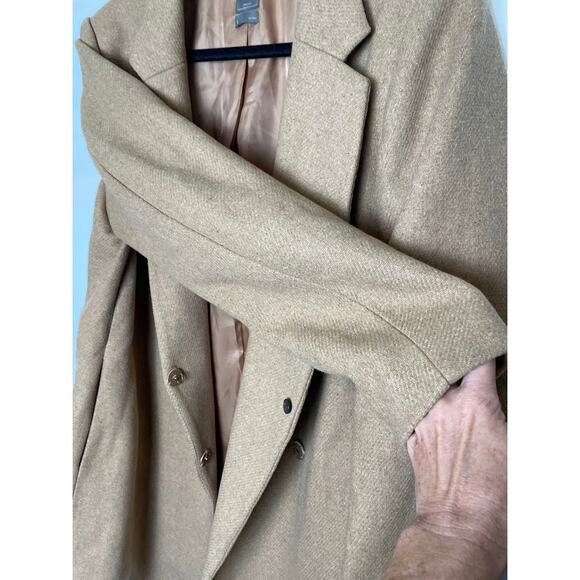 Gap Wool Car Coat Camel Tan Womens Large Double Breasted Tan Trench Dress Coat - Picture 6 of 14